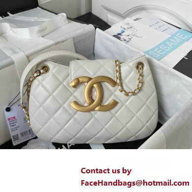 Chanel Lambskin  &  Gold-Tone Metal large Messenger Bag AS4610 white 2024